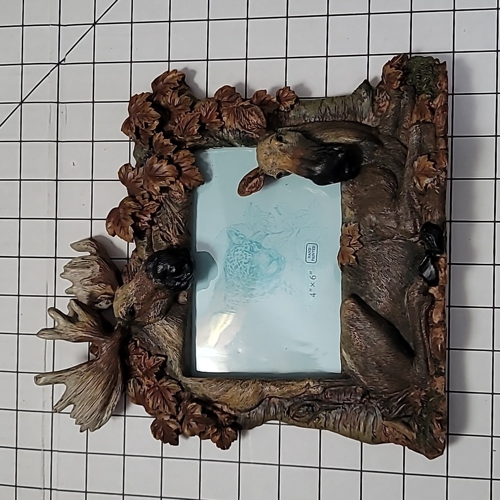 Moose Picture Frame - 3D Relief Moose and Woods 9.5" wide x 9.5" high.